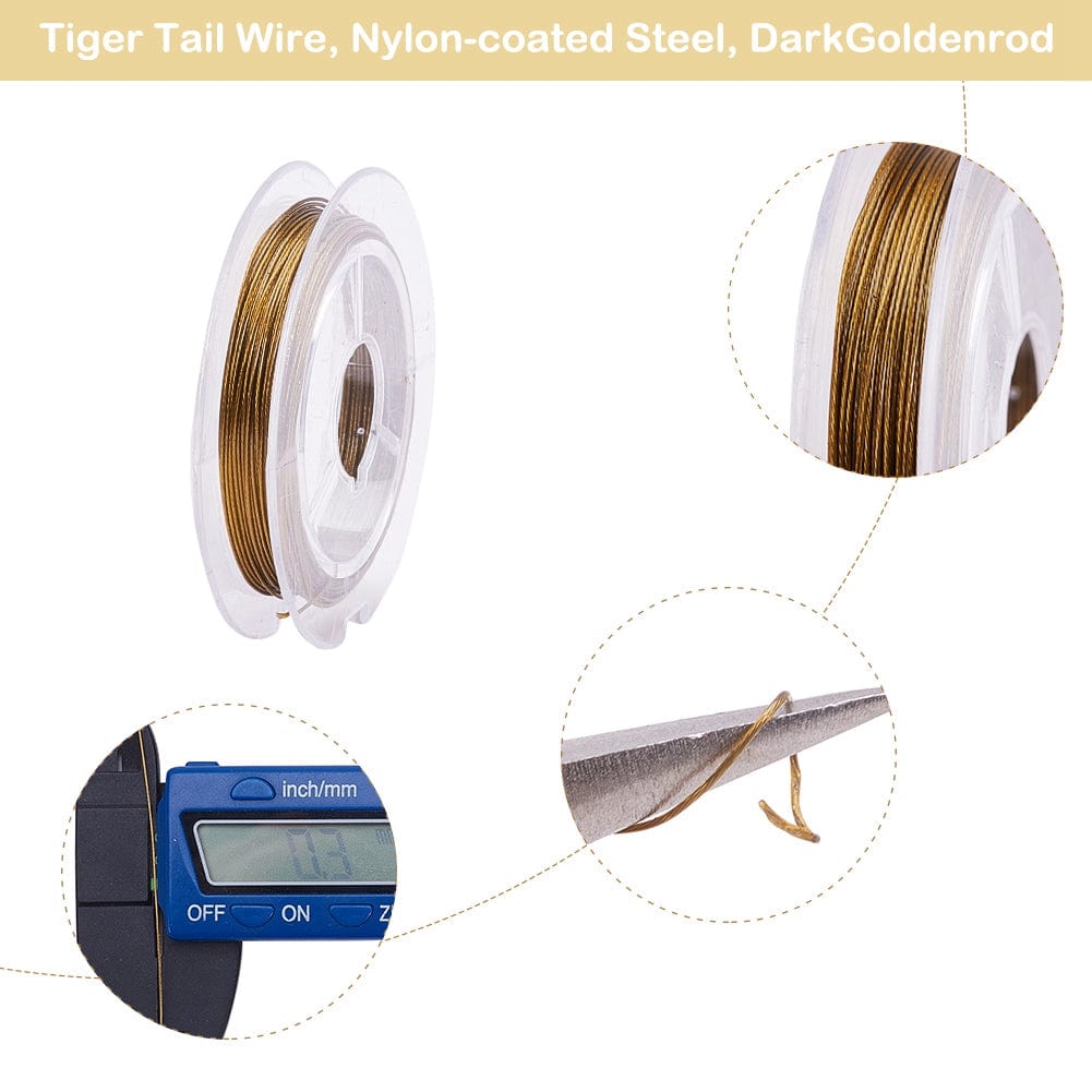 Tiger Tail Wire Gylden - Nylon Coated Stål (0,38mm, 10m) - Uniq Perler - 342469