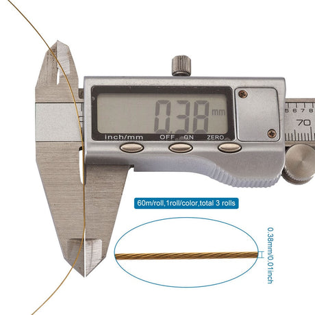 Tiger Tail Wire Sæt - 0.38mm Nylon Coated (3 Farver, 180m) - Uniq Perler - 1111490027