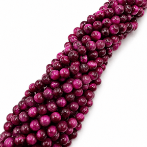 Tigerøje Sten – Pink, Rund (6mm) - Uniq Perler - 115254