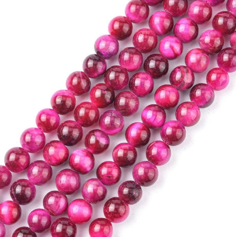 Tigerøje Sten – Pink, Rund (6mm) - Uniq Perler - 115254