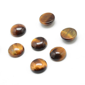 Tigerøje Cabochons – Halvrund (6x3mm) 6 stk - Uniq Perler - 