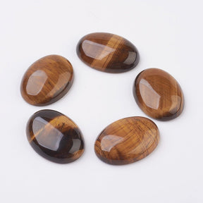 Tiger Eye Cabochons – Oval, Flat Back (25x35x8mm) 1 pc - Uniq Perler - 