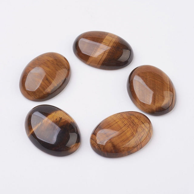 Tigerøje Cabochons – Oval, Flad Bagside (25x35x8mm) 1 stk - Uniq Perler - 