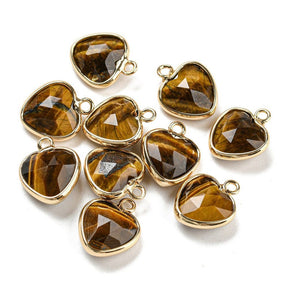 Tiger Eye Heart Pendant - Faceted, (13x11.5mm) - Uniq Perler - 114317