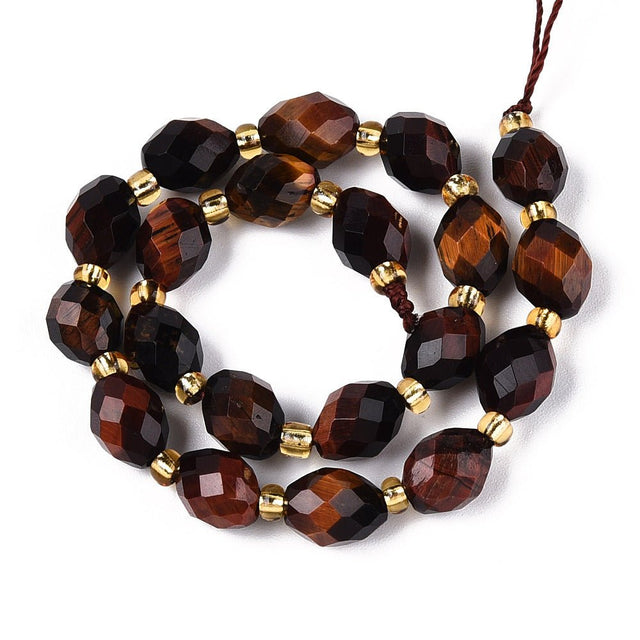 Tigerøje Perler – Facetterede Ovale (8~9x6~8mm) - Uniq Perler - 