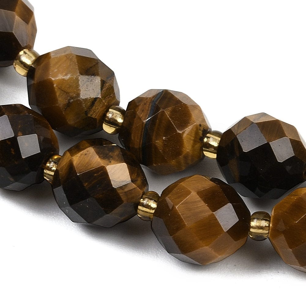 Tigerøje Perler – Facetteret Oval (9x10mm) - Uniq Perler - 399284
