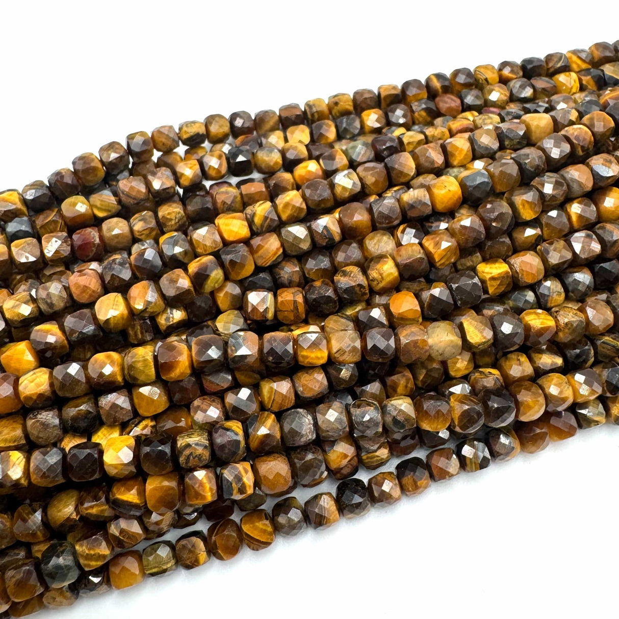 Tigerøje Perler – Kubeformet Grade A (4x4 mm) - Uniq Perler - 93934