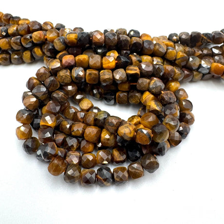 Tigerøje Perler – Kubeformet Grade A (4x4 mm) - Uniq Perler - 93934