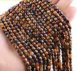 Tigerøje Perler – Kubeformet Grade A (4x4 mm) - Uniq Perler - 93934