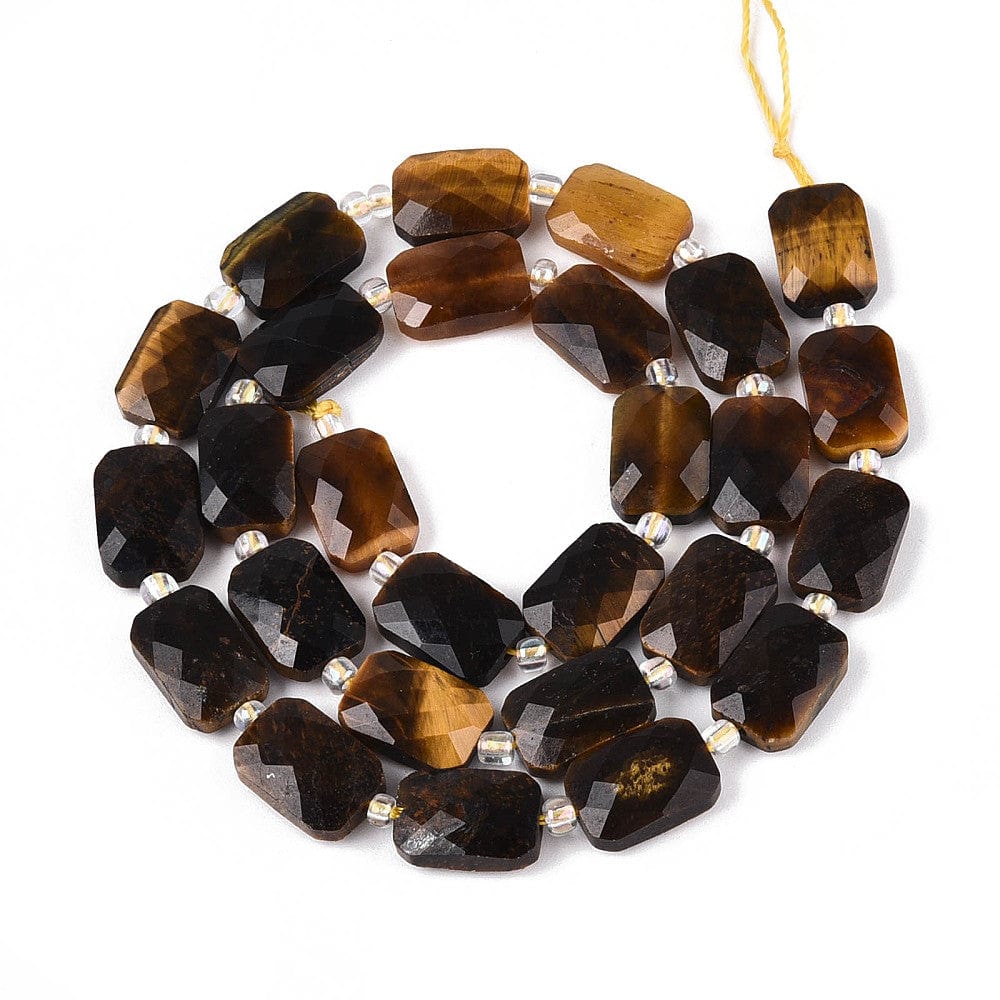 Tigerøje Perler – Rektangulær & Facetteret (12x8mm) - Uniq Perler - 115661