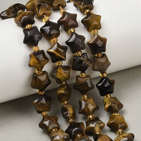 Tigerøje Perler – Stjerneformede (10x9x6mm) - Uniq Perler - 