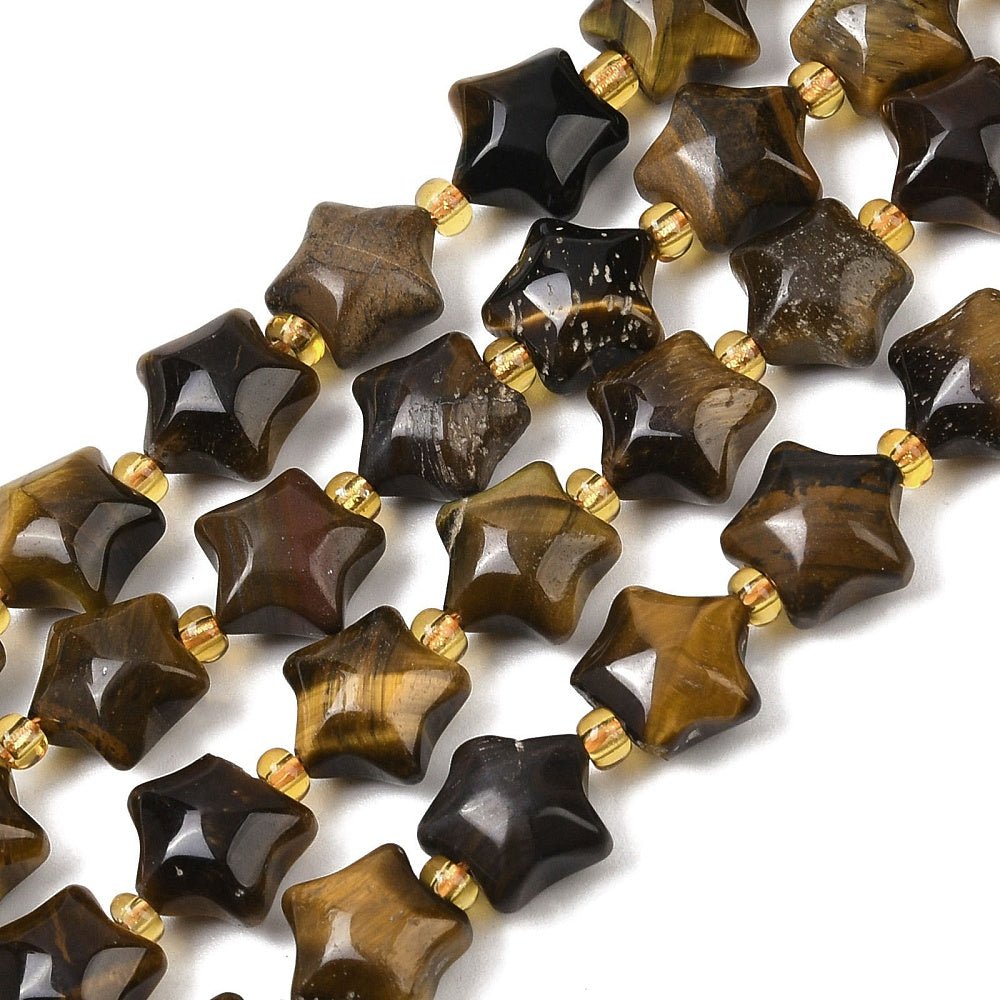 Tigerøje Perler – Stjerneformede (10x9x6mm) - Uniq Perler - 