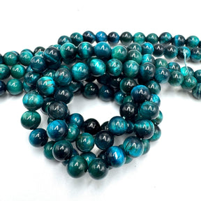 Tigerauge Stein – Blau, Rund (10mm) - Uniq Perler - 101210