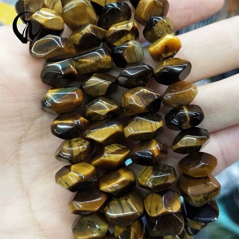 Tigerøje Sten – Facetteret, Kantet Nuggets (6x11mm) - Uniq Perler - 86578