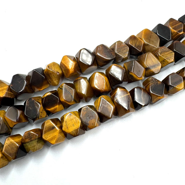 Tigerøje Sten – Facetteret, Kantet Nuggets (6x11mm) - Uniq Perler - 86578