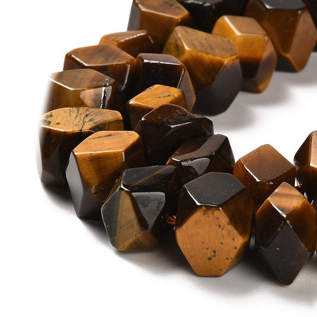 Tigerøje Sten – Facetteret, Kantet Nuggets (8x11mm) - Uniq Perler - 112919