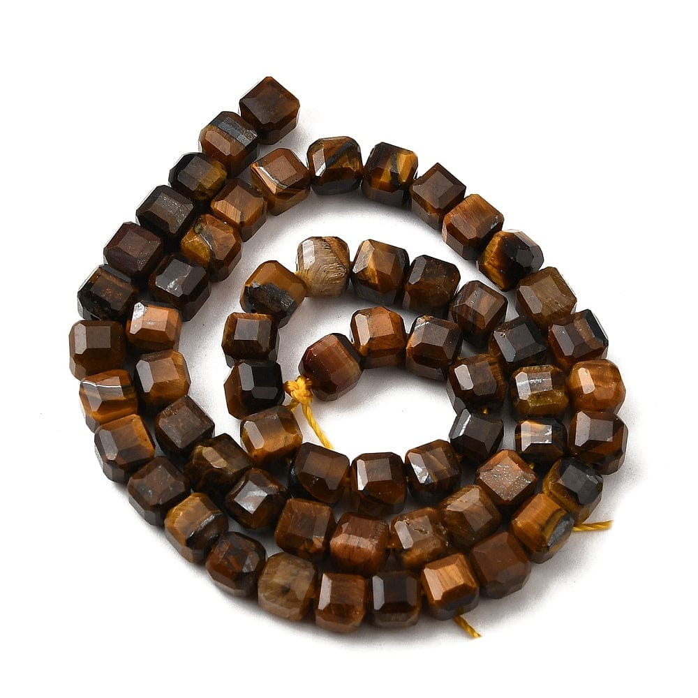 Tigerøje Sten – Facetteret, Kube (5x5x5mm) - Uniq Perler - 177992