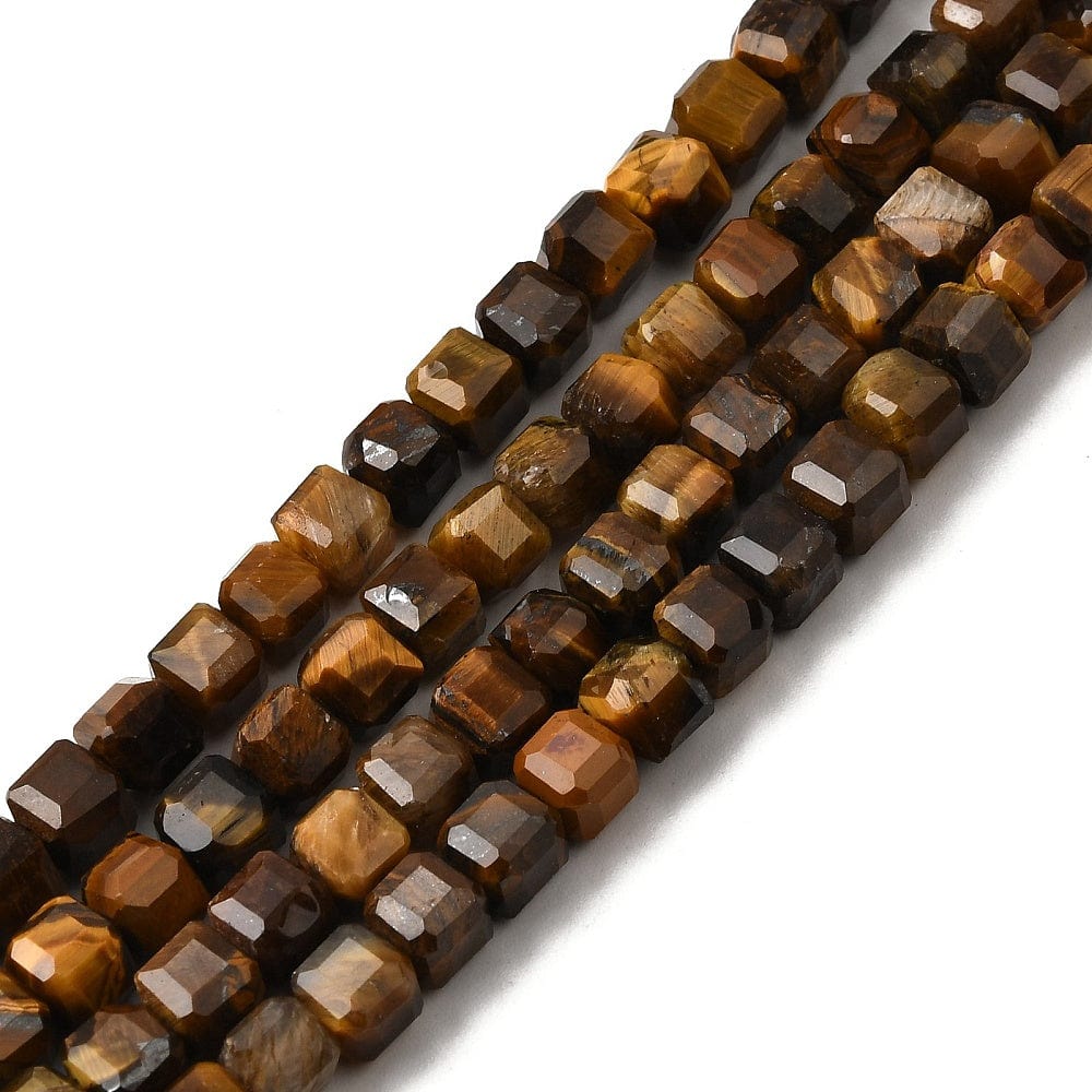 Tigerøje Sten – Facetteret, Kube (5x5x5mm) - Uniq Perler - 177992