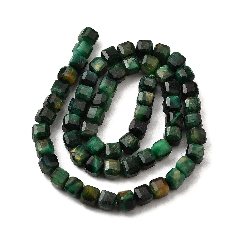 Tigerøje Sten – Facetteret, Kube, Grøn (5x5x5mm) - Uniq Perler - 115416