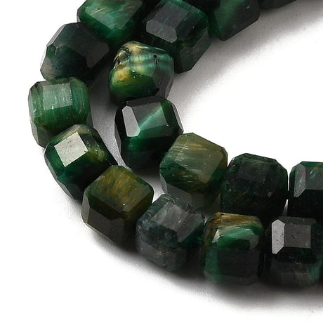 Tigerøje Sten – Facetteret, Kube, Grøn (5x5x5mm) - Uniq Perler - 115416