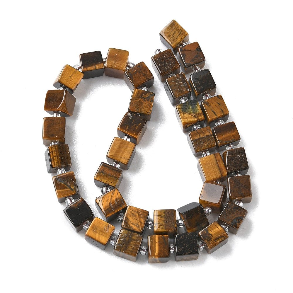 Tigerøje Sten – Kubeformet (8x8x8mm) - Uniq Perler - 116113