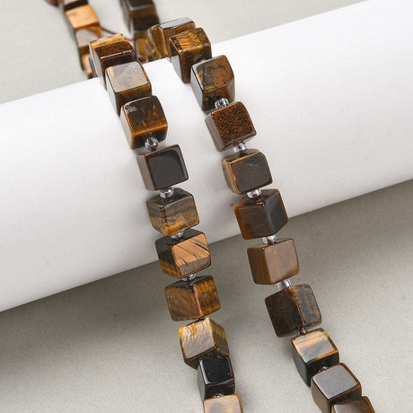 Tigerøje Sten – Kubeformet (8x8x8mm) - Uniq Perler - 116113