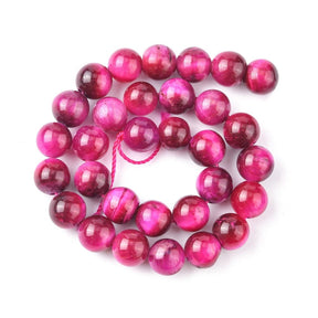 Tiger Eye Stone – Pink, Round (6mm) - Uniq Perler - 115254