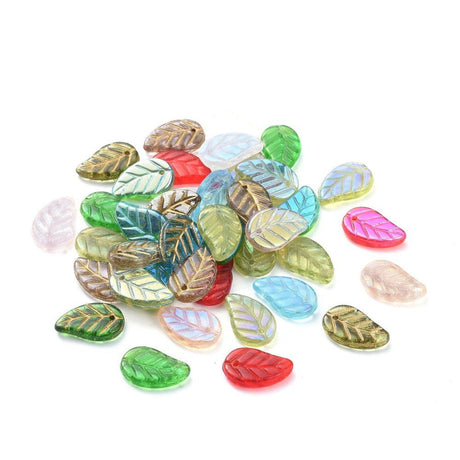 Tschechische handgefertigte Anhänger – Blätter in Mixfarben (ca. 15 mm) 20 Stk. - Uniq Perler - 