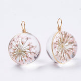 Tørrede Blomster Vedhæng – 18K Forgyldt Messing, Pink (19x14mm) - Uniq Perler - 118658