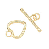Toggle Lås med Hjerte – 18K Guldbelagt Messing (16,5x14,5mm) - Uniq Perler - 122180