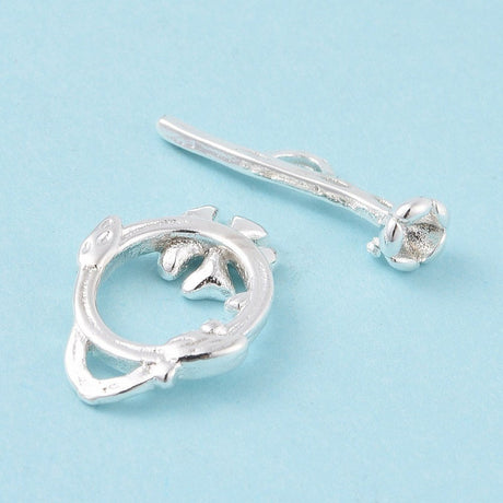 Toggle Lås - Blomsterformet, Langtidsholdbar Sterling Sølv Belagt (17x12mm) - Uniq Perler - 