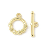 Toggle Lås Med Blomster - Forgyldt (14x11,5mm) - Uniq Perler - 115410