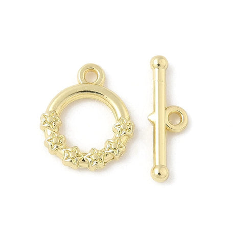 Toggle Lås Med Blomster - Forgyldt (14x11,5mm) - Uniq Perler - 115410