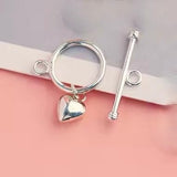 Toggle Lås, Sterling Sølv 925 med hjerte vedhæng - Uniq Perler - 114064