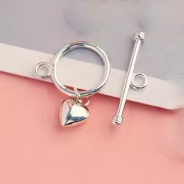 Toggle Lås, Sterling Sølv 925 med hjerte vedhæng - Uniq Perler - 114064
