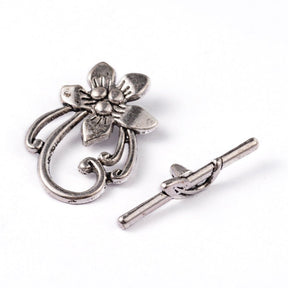 Toggle Verschlüsse im Tibetischen Stil – Blume Antik Silber - Uniq Perler - 117061