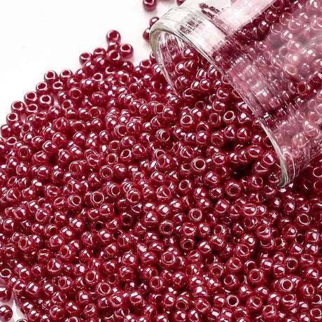 TOHO Seed Beads Perler – 125, Opaque Luster Cherry (11/0, 10 g) - Uniq Perler - 124643