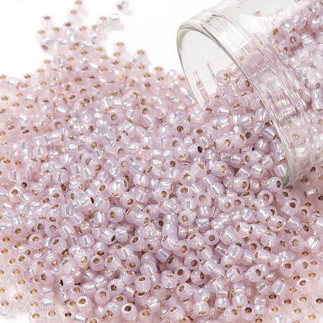 TOHO Seed Beads Perler – PF2121, PermaFinish Silverlined Light Lavender Opal (11/0, 10 g) - Uniq Perler - 124633
