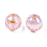 Top/anboret perler. Glasperler, rosa, Topboret/Anboret, Facetteret, 12,5mm, 2 Stk