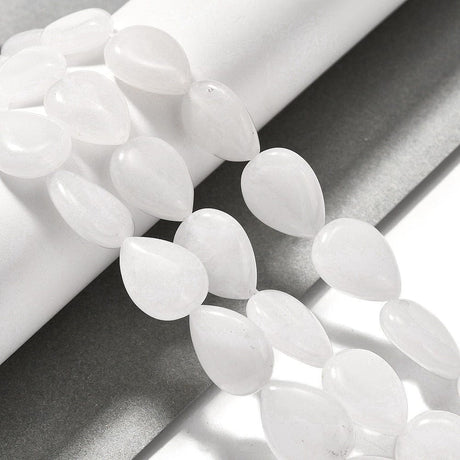 Topaz Jade Dråber, Hvid, 12x16mm - Uniq Perler - 114210