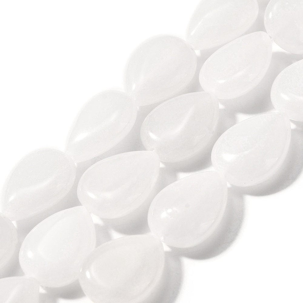 Topaz Jade Dråber, Hvid, 12x16mm - Uniq Perler - 114210