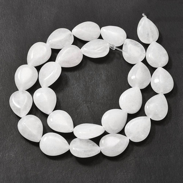 Topaz Jade Dråber, Hvid, 12x16mm - Uniq Perler - 114210