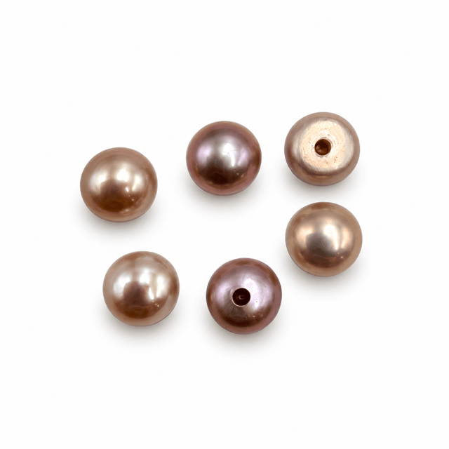Topborede Ferskvandsperler - Lilla/Flad Bagside (4,5-5mm), 2 Stk. - Uniq Perler - 125461
