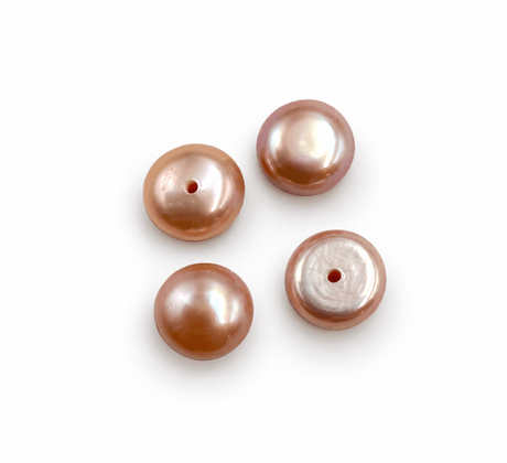Topborede Ferskvandsperler - Lilla/Flad Bagside (6,5-7mm), 2 Stk. - Uniq Perler - 125473