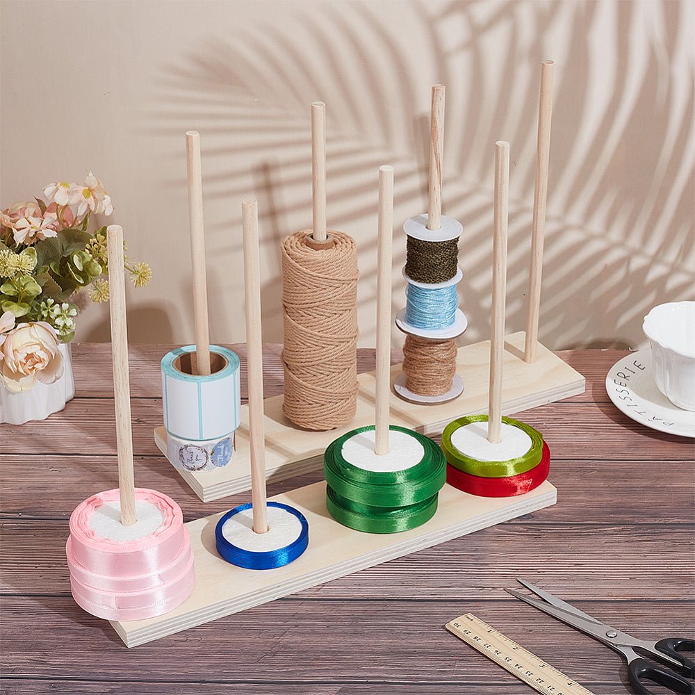 Wood Thread Spool Holder – 4 Spools, BurlyWood (36x9.9x29cm)