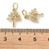Træ Vedhæng Med Zirkonia – 18K Forgyldt Messing (14x10x2mm) - Uniq Perler - 120962