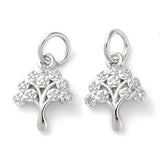 Træ Vedhæng Med Zirkonia – Platinbelagt Messing (14x10x2mm) - Uniq Perler - 120964