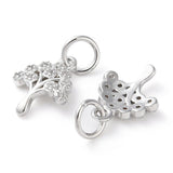 Træ Vedhæng Med Zirkonia – Platinbelagt Messing (14x10x2mm) - Uniq Perler - 120964