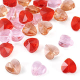 Transparente Glasperler – Farve Mix, Facetteret Hjerte (14x14x8.5mm) 30 Stk - Uniq Perler - 118635