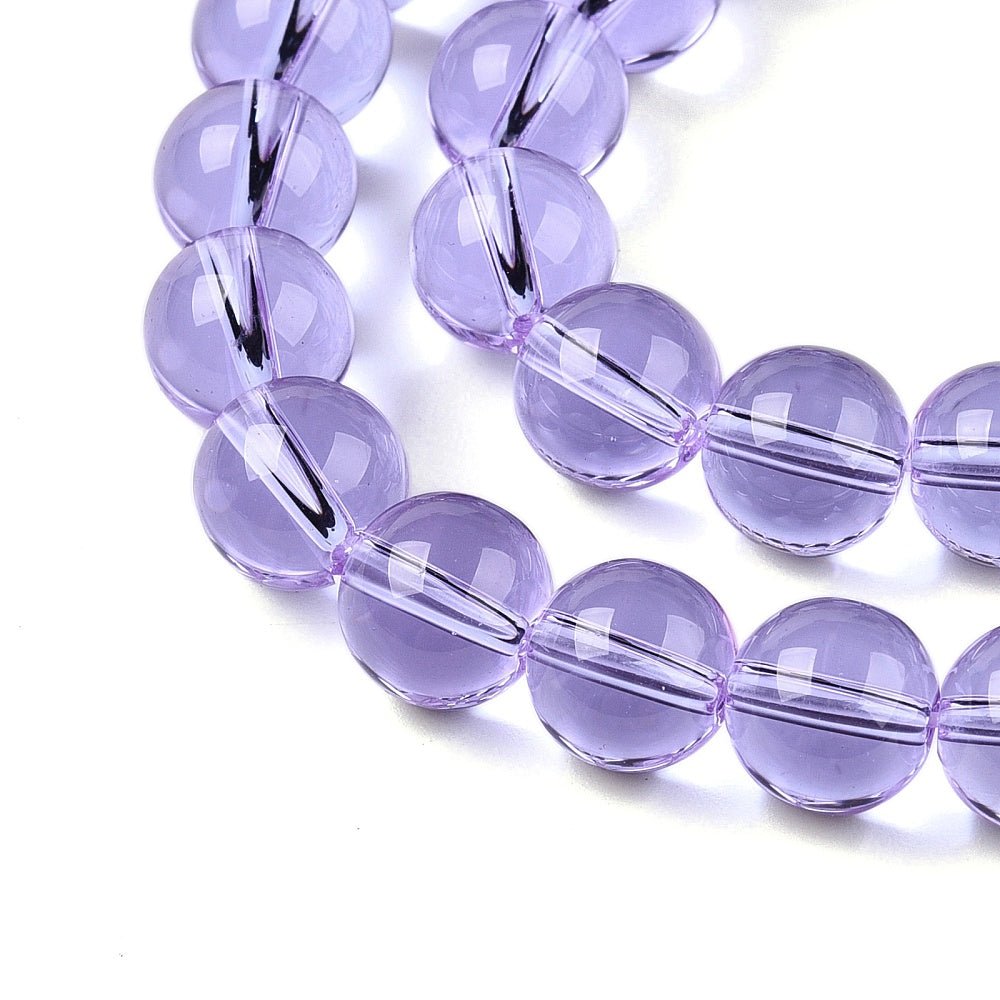 Transparente Glasperler – Lilla, Runde (10mm) - Uniq Perler - 123593